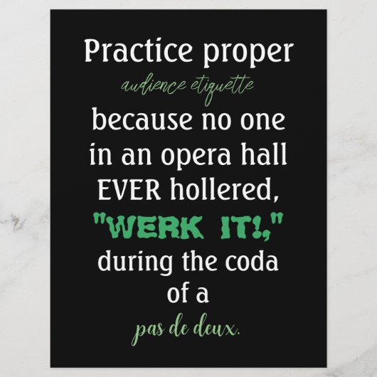 ダンスパープル観客エチケット緑 チラシ (正面)