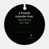 ダンスパープル観客エチケット緑 メタルオーナメント (裏面)