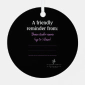 ダンスパープル観客向けエチケットラベンダー メタルオーナメント (裏面)