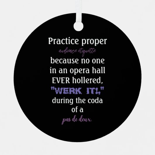 ダンスパープル観客向けエチケットラベンダー メタルオーナメント (正面)