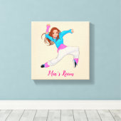 ダンスヒップホップの女の子の名前の寝室 キャンバスプリント (インサイチュ (ウッドフロア))