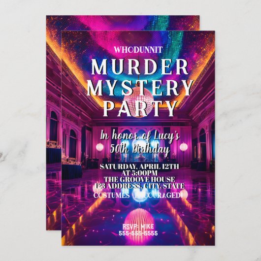 ダンスフロアで起きた殺人事件の謎 招待状 (正面/裏面)