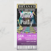 ダンスフロア ディスコボール 誕生日パーティー 写真 チケット 招待状 (正面)