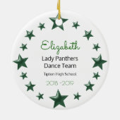 ダンスブロンドのチアリーダー緑の星と白 セラミックオーナメント (裏面)