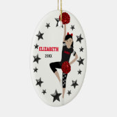 ダンスポムブラックヘアブラック&レッド セラミックオーナメント (右)