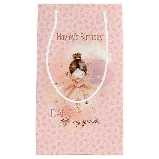 ダンスマイスピリッツのピンクバレリーナ スモールペーパーバッグ (正面)