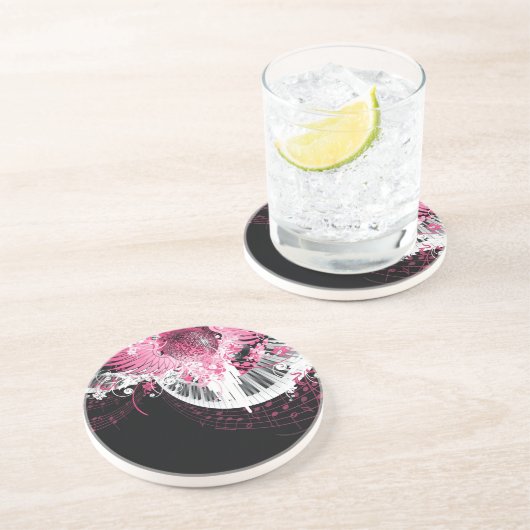 ダンスミュージックディスコボールピアノミュージックノートコースター コースター (側面)