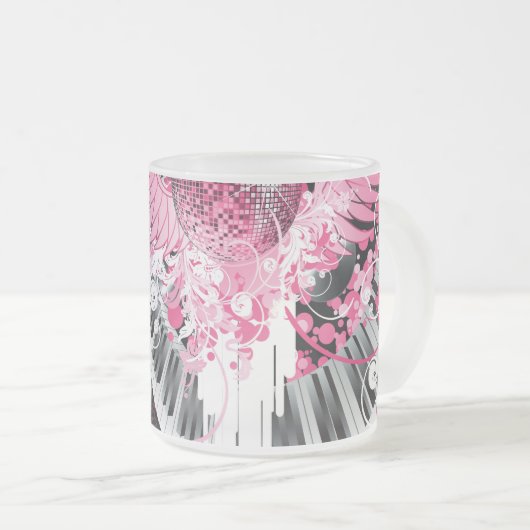 ダンスミュージックディスコ曇りガラスのコーヒーマグカップ フロストグラスマグカップ (正面右)