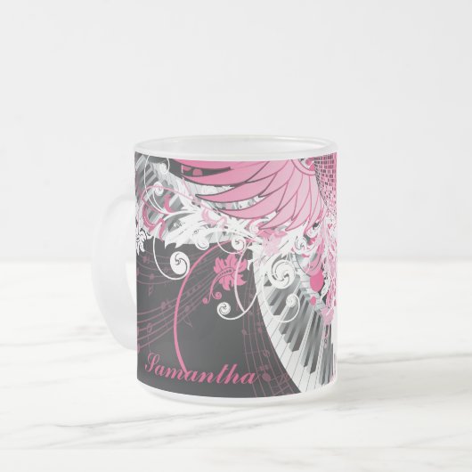 ダンスミュージックディスコ曇りガラスのコーヒーマグカップ フロストグラスマグカップ (正面左)