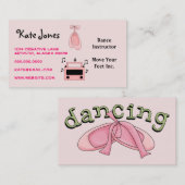ダンスミュージックラジオバレエピンクブラックスタイリッシュかわいい 名刺 (正面/裏面)