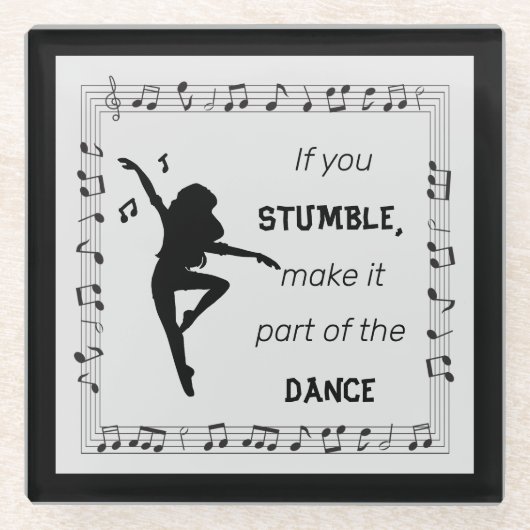 ダンスラバーズミュージックラバーズ感動的ライフ引用文 ガラスコースター (正面)