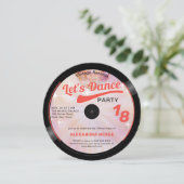 ダンスヴィンテージグルービーピンクディスコボール18誕生日 招待状 (スタンド正面)