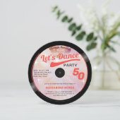 ダンスヴィンテージグルービーピンクディスコボール50誕生日 招待状 (スタンド正面)