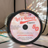 ダンスヴィンテージグルービーピンクディスコボール50誕生日 招待状