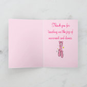 ダンス先生ぶら下がった，バレエ靴で感謝 サンキューカード (内部)