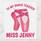 ダンス先生ギフトピンクバレエバレエバレリーナトーシューズ ワインラベル (シングルラベル)