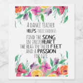 ダンス先生ギフト感謝ありがとう引用文 ワインラベル (シングルラベル)