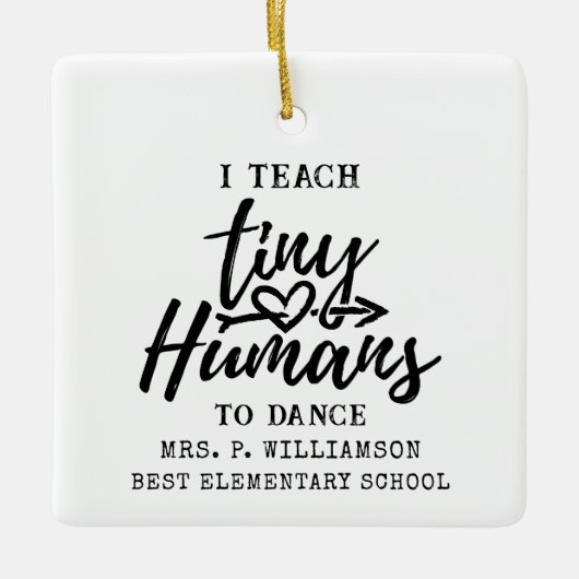 ダンス先生スクリプトタイポグラフィ パーソナライズされた セラミックオーナメント (正面)