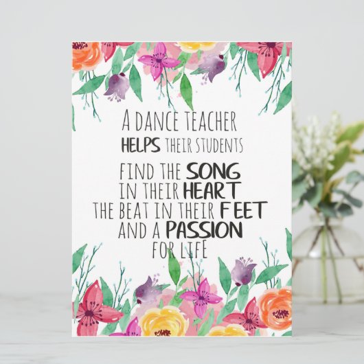 ダンス先生デコールバレエコーチ感謝ギフト カード (スタンド正面)