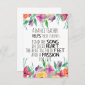 ダンス先生デコールバレエコーチ感謝ギフト サンキューカード (正面/裏面)