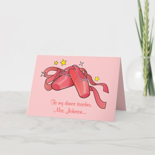 ダンス先生:赤いバレエシューズ サンキューカード (正面)