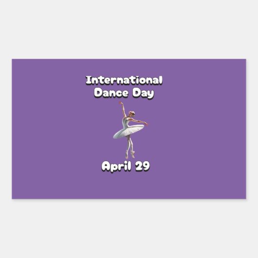 ダンス国際的の日 長方形シール (正面)