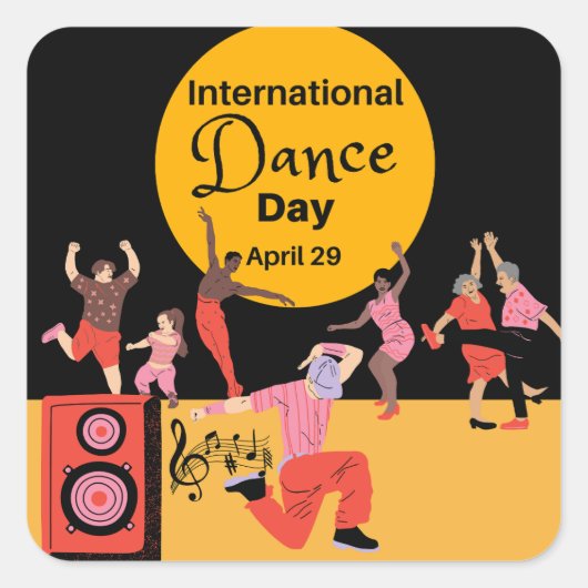 ダンス国際的の日 | World Dance Day スクエアシール (正面)
