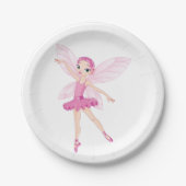ダンス好エレガントき向けのピンクのバレリーナ妖精 ペーパープレート (正面)