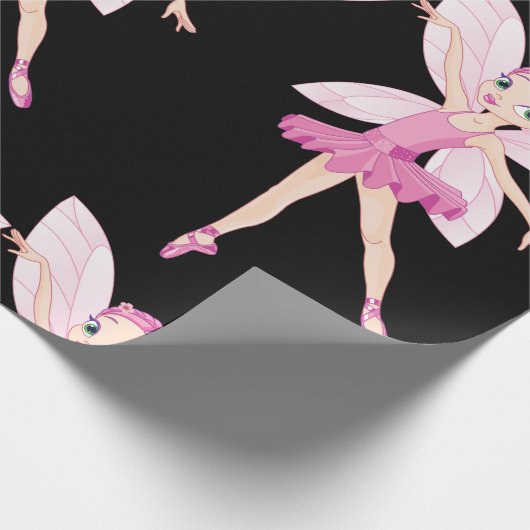 ダンス好エレガントき向けのピンクのバレリーナ妖精 ラッピングペーパー (角)