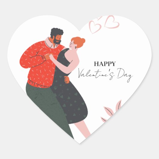 ダンス姿バレンタインデー ハートシール (正面)