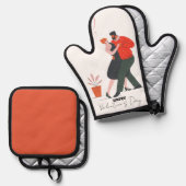 ダンス姿バレンタインデー 鍋つかみ&鍋敷きセット (正面/裏面)