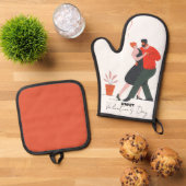 ダンス姿バレンタインデー 鍋つかみ&鍋敷きセット (トップダウン)