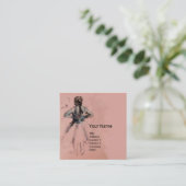 ダンス学校 / バレリーナ バレエダンサー ピンク スクエア名刺 (スタンド正面)