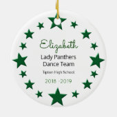 ダンス応援ブルネットグリーンスターズ&ホワイト セラミックオーナメント (裏面)
