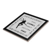 ダンス感動的引用文音符ブラック タイル (側面)