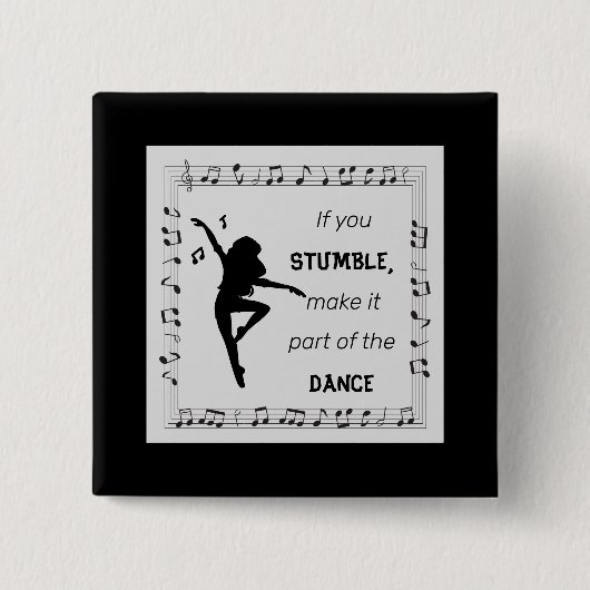 ダンス感動的引用文音符ブラック 缶バッジ (正面)