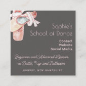 ダンス教室バレエ靴アートビジネスカード スクエア名刺 (正面)