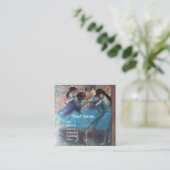 ダンス教室/バレリーナ，バレエのダンサーを青で スクエア名刺 (スタンド正面)