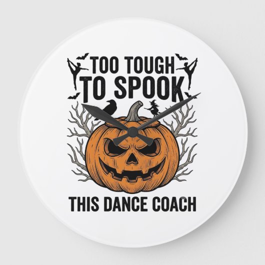 ダンス教師ハロウィンカボチャの彫刻Tシャツデザイン ラージ壁時計 (正面)