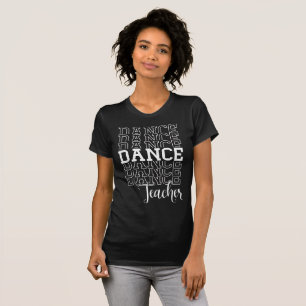 ダンス教師 文字 白 黒 Tシャツ