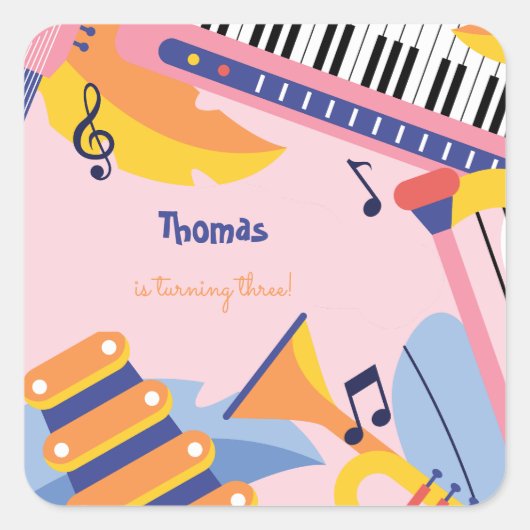 ダンス歌と遊子供の誕生日 スクエアシール (正面)