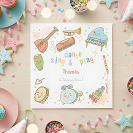 ダンス歌と遊子供の誕生日 スタンダードランチョンナプキン