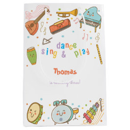 ダンス歌と遊子供の誕生日 ミディアムペーパーバッグ