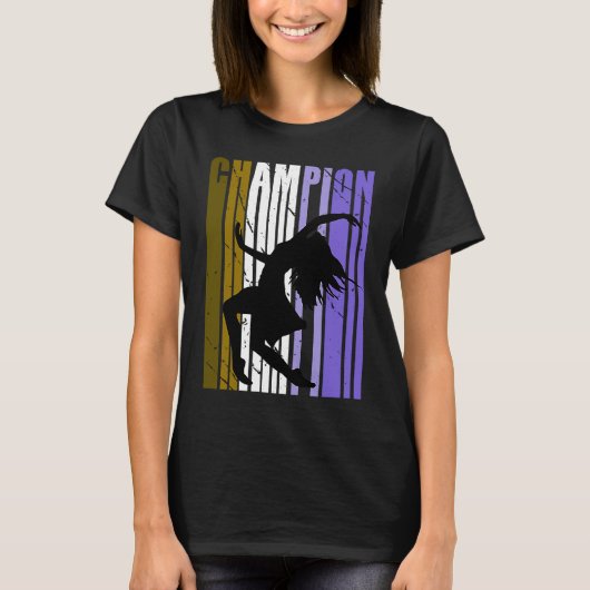 ダンス誕生日大会チャンピオン ブラウン Tシャツ (正面)