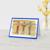 ダンス調和（青）グリーティングカード カード (黄色い花)