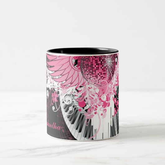 ダンス音楽のディスコの球のガラスコーヒー・マグのコップ ツートーンマグカップ (中央)