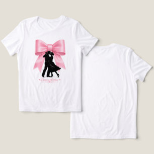ダンス ウィズ ラブ ピンク リボン ロマンティック カップル Tシャツ
