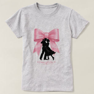 ダンス ウィズ ラブ ピンク リボン ロマンティック カップル Tシャツ