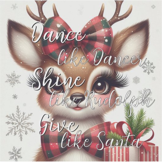 ダンス – サンタのようなルドルフ与えのように輝く シール (正面)