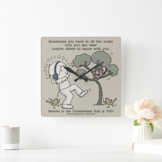 ダンス スクエア壁時計 (ホーム)